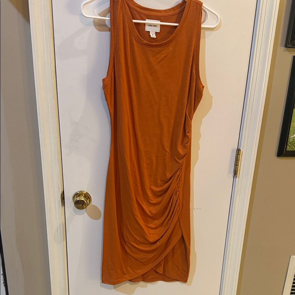 Nine West Asymmetrical Sleeveless Dress in Orange